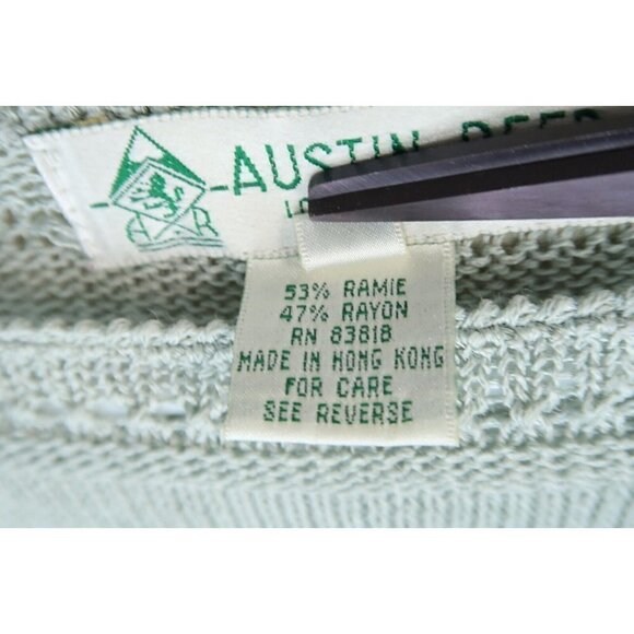 Vintage Austin Reed Gray White Knit Long Sleeves Ramie Rayon Mens Size Medium - Picture 7 of 8